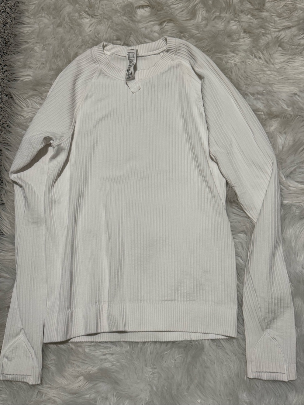 Womens Lulylemon White Ribbed Long-Sleeve Sweater size 6